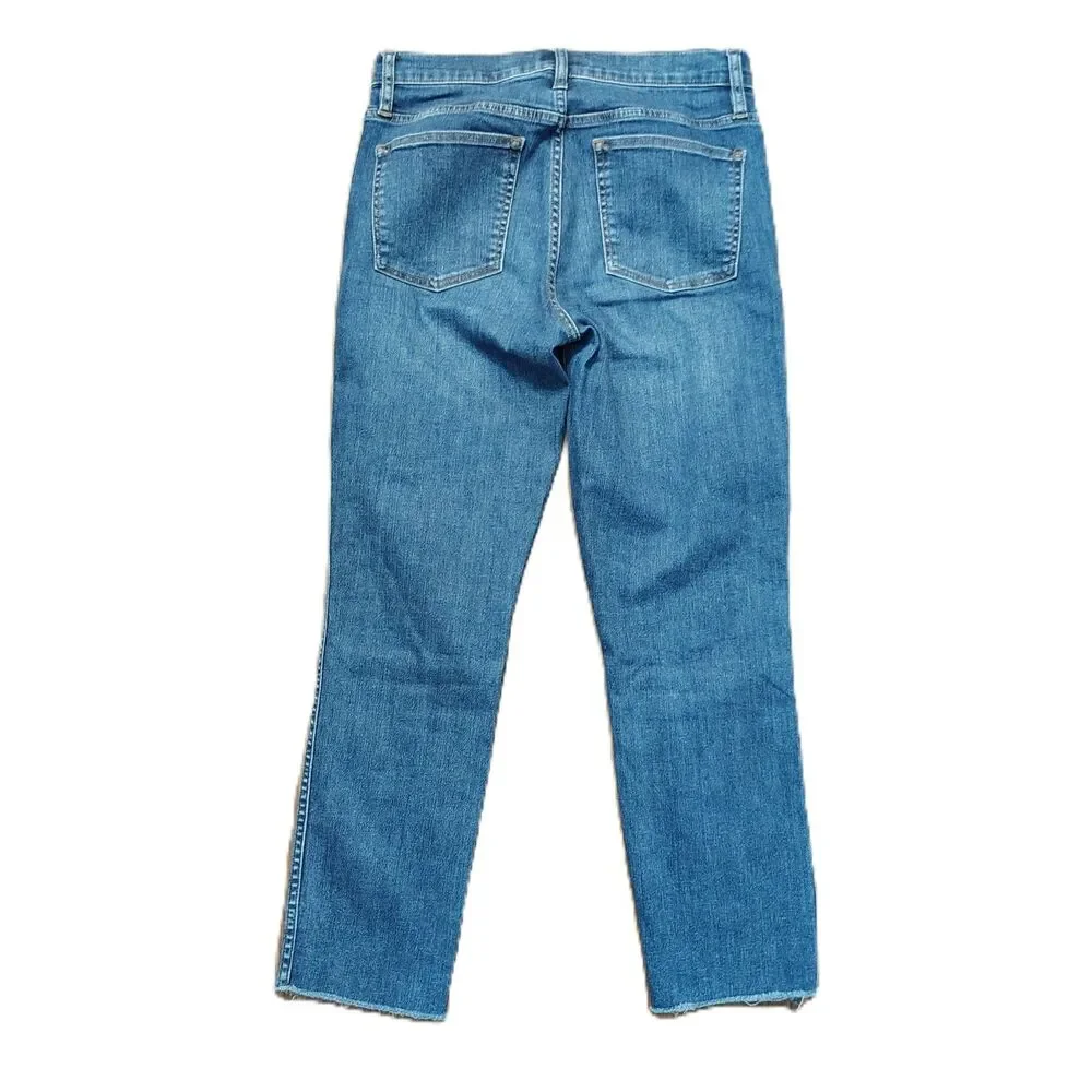 J.CREW Vintage Straight Leg Crop High Rise 28 Women's Stretch Jeans Raw Hem